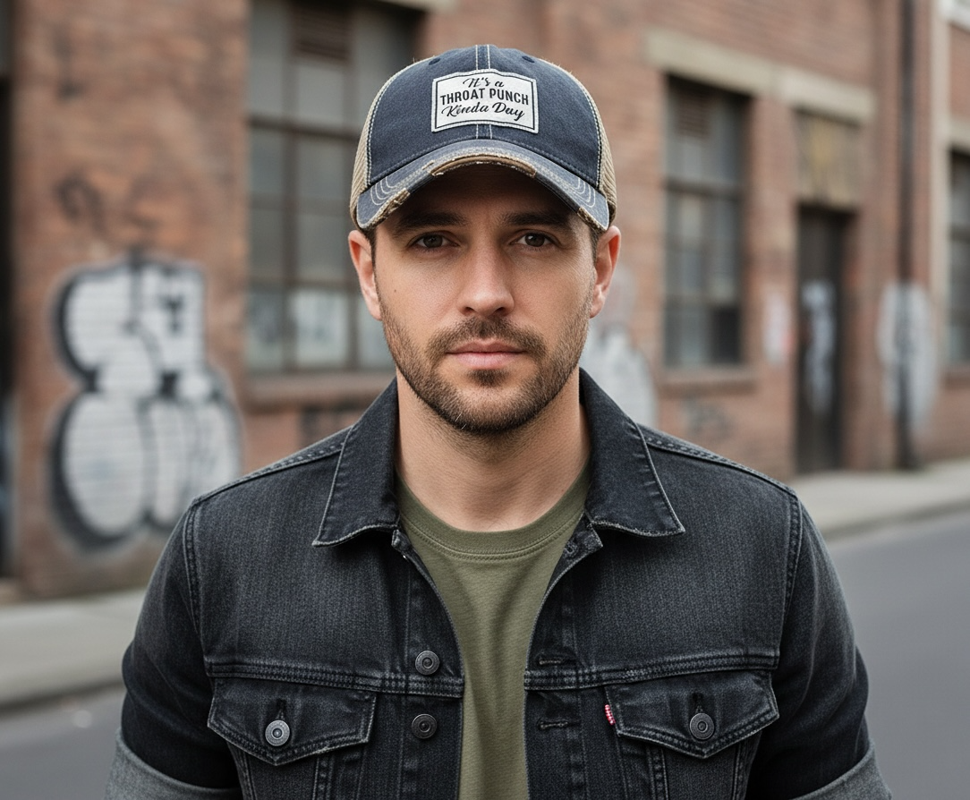 "It's a Throat Punch Kinda Day" Distressed Trucker Cap