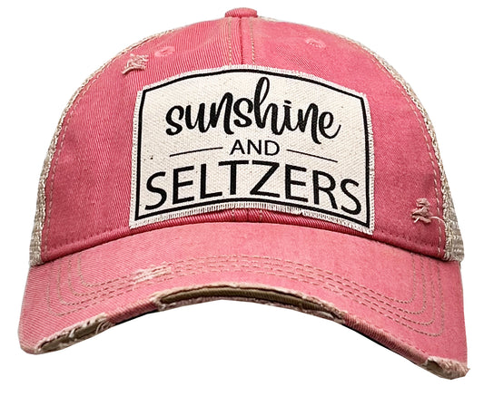 "Sunshine & Seltzers" Distressed Trucker Cap