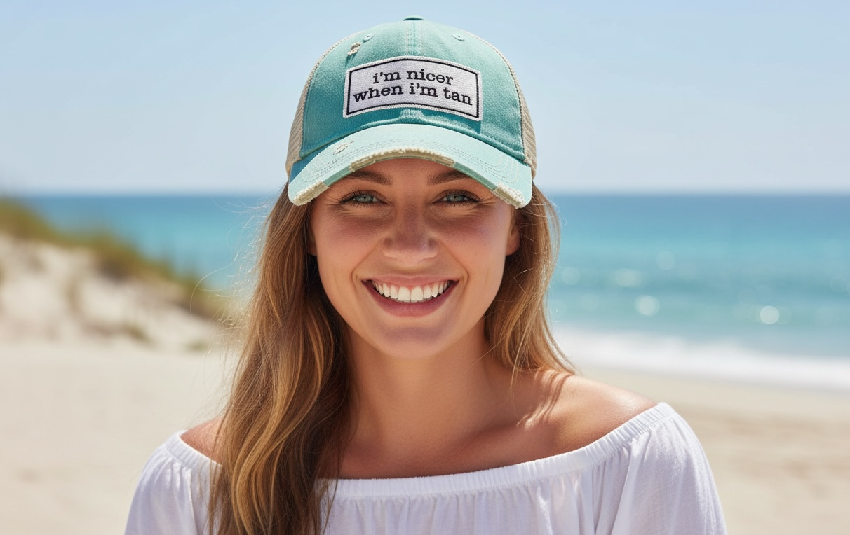 "I'm Nicer When I'm Tan" Distressed Trucker Cap
