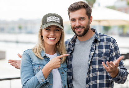 "Sorry About My Husband" Distressed Trucker Cap