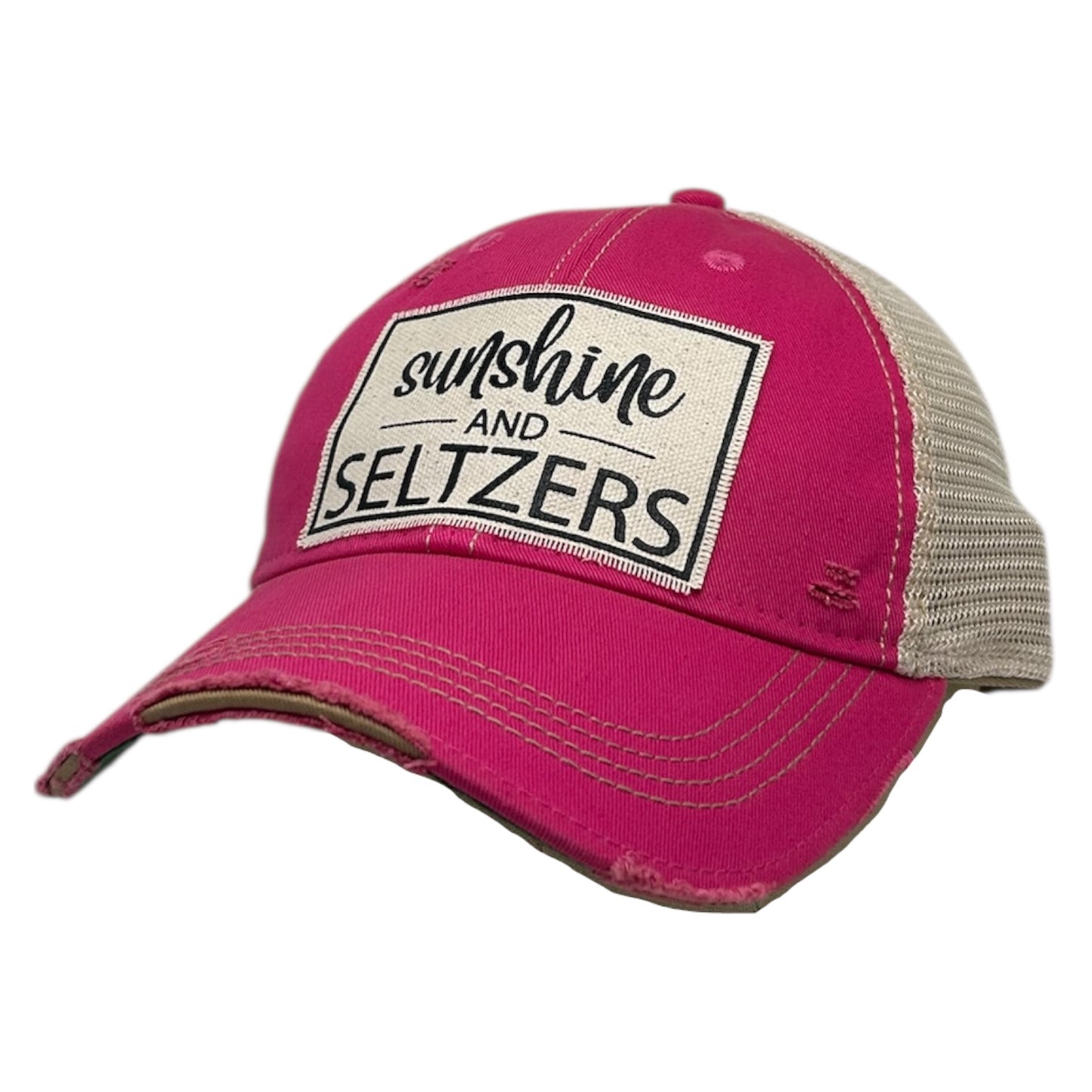 "Sunshine & Seltzers" Distressed Trucker Cap