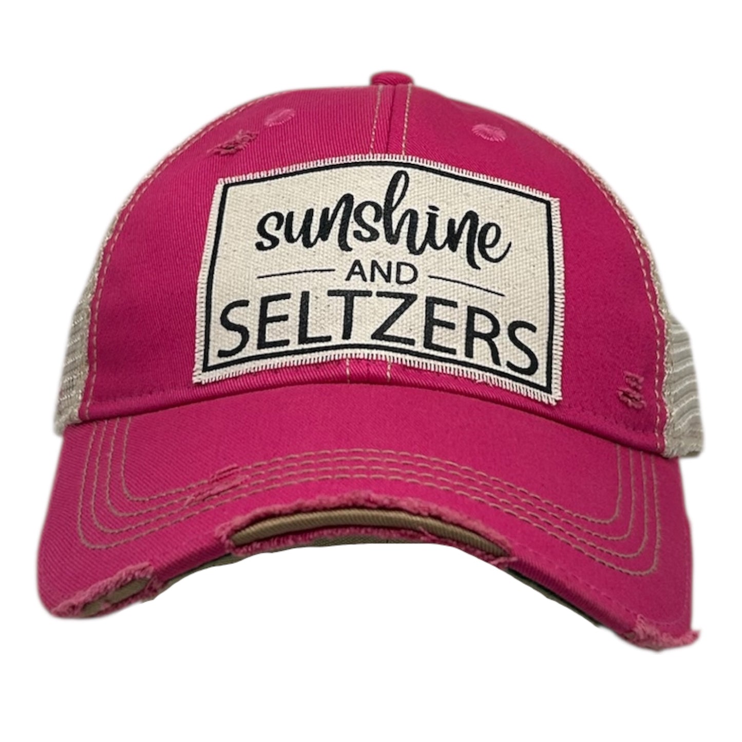 "Sunshine & Seltzers" Distressed Trucker Cap