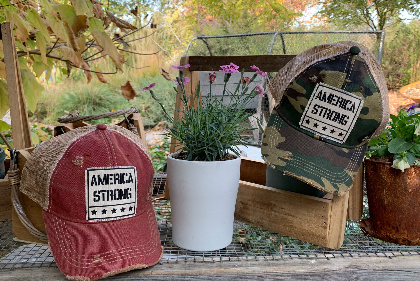 "American Strong" Vintage Distressed Trucker Cap