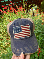 "American Flag USA" Vintage Distressed Trucker Cap