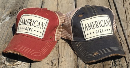 "American Girl" Distressed Trucker Cap