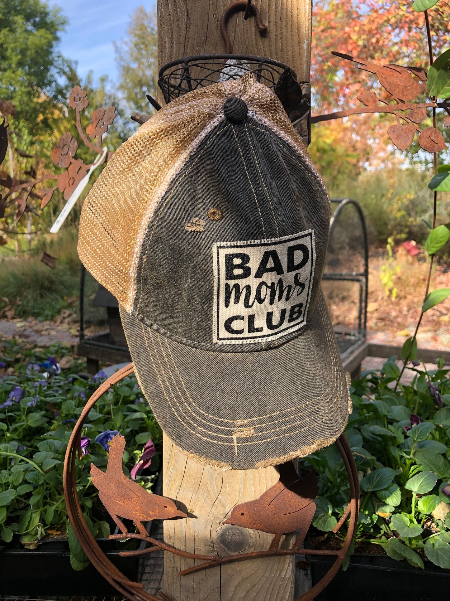 "Bad Mom's Club" Distressed Trucker Cap