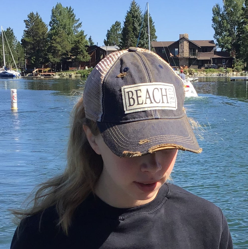 "Beach Girl" Distressed Trucker Cap