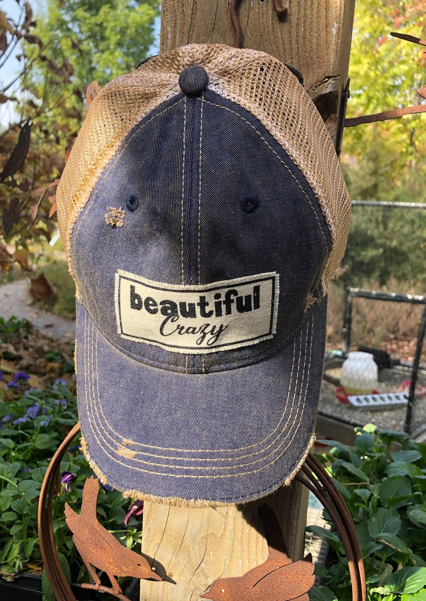 "Beautiful Crazy" Distressed Trucker Cap