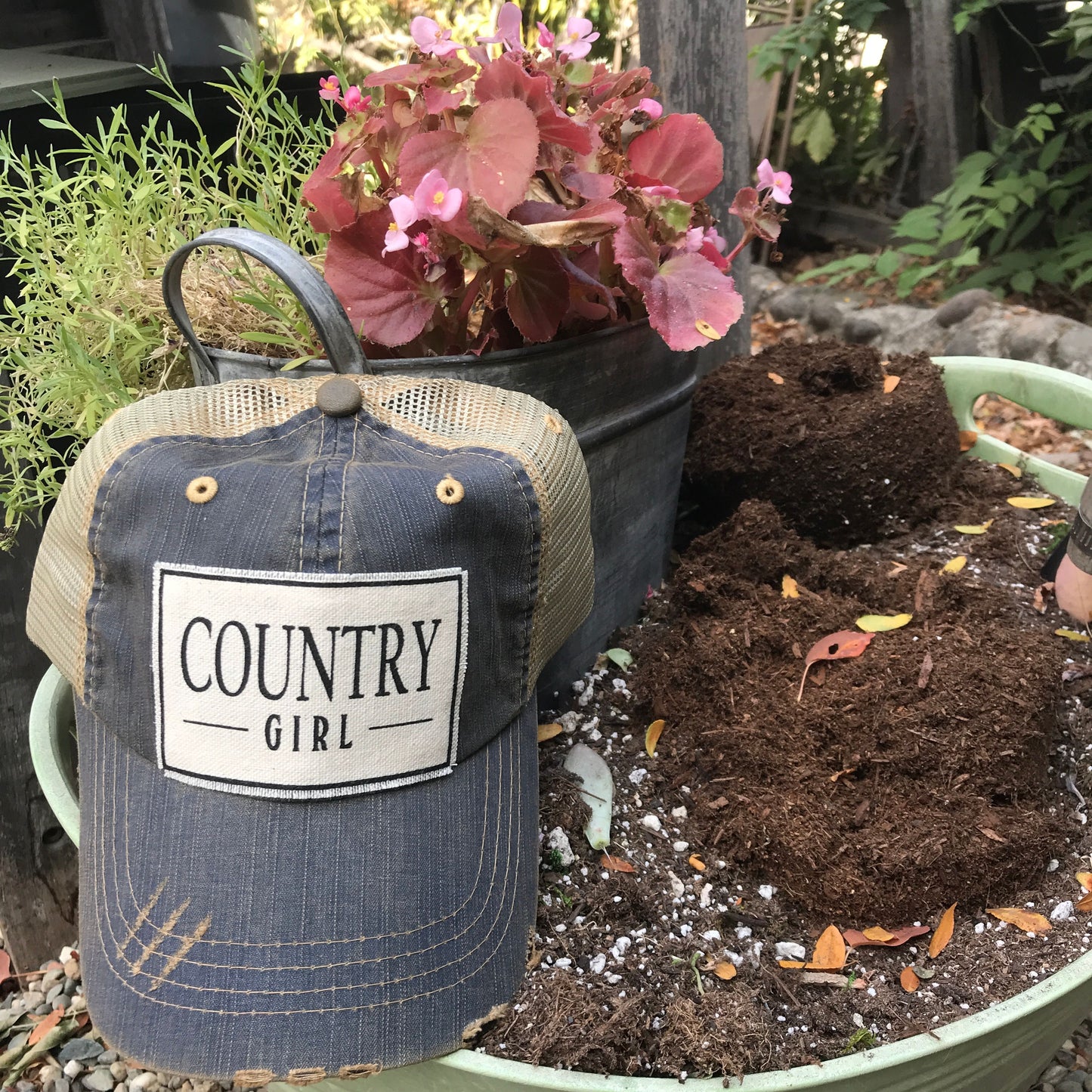 "Country Girl" Distressed Trucker Cap