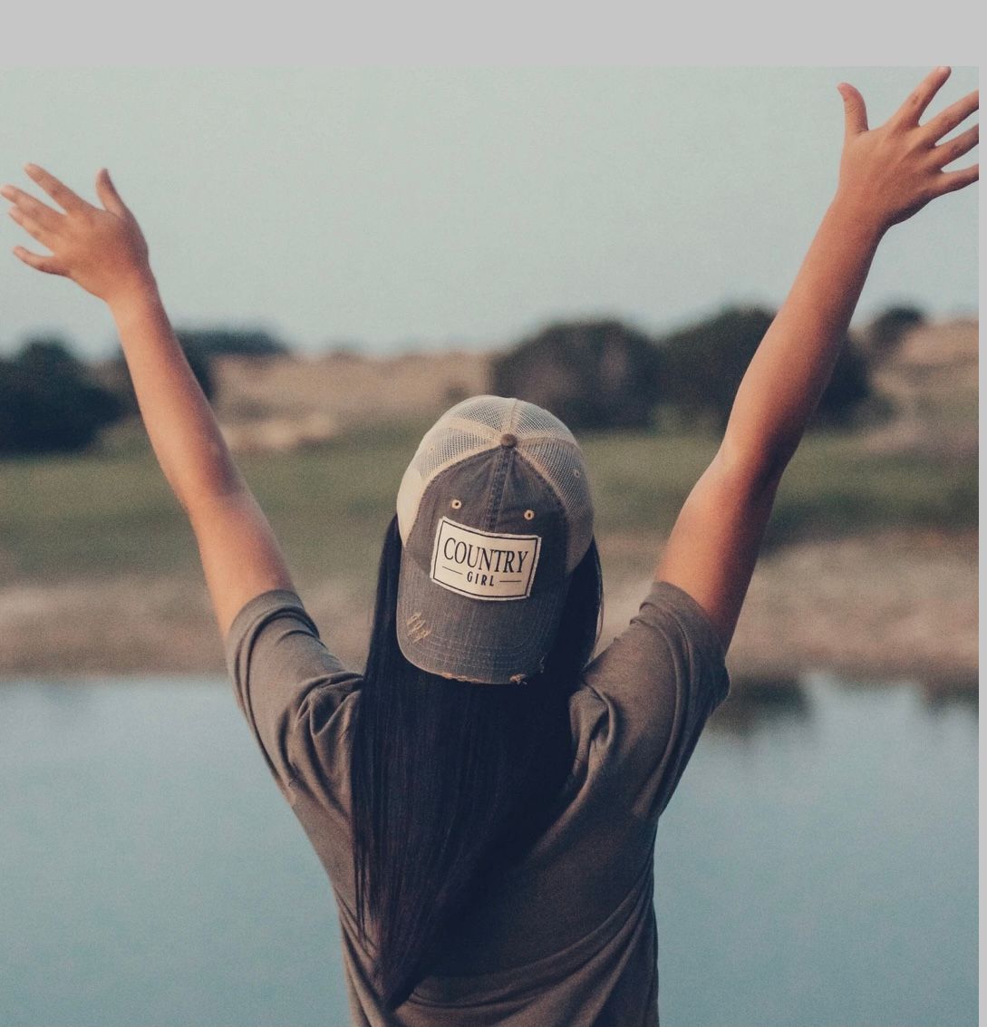 "Country Girl" Distressed Trucker Cap