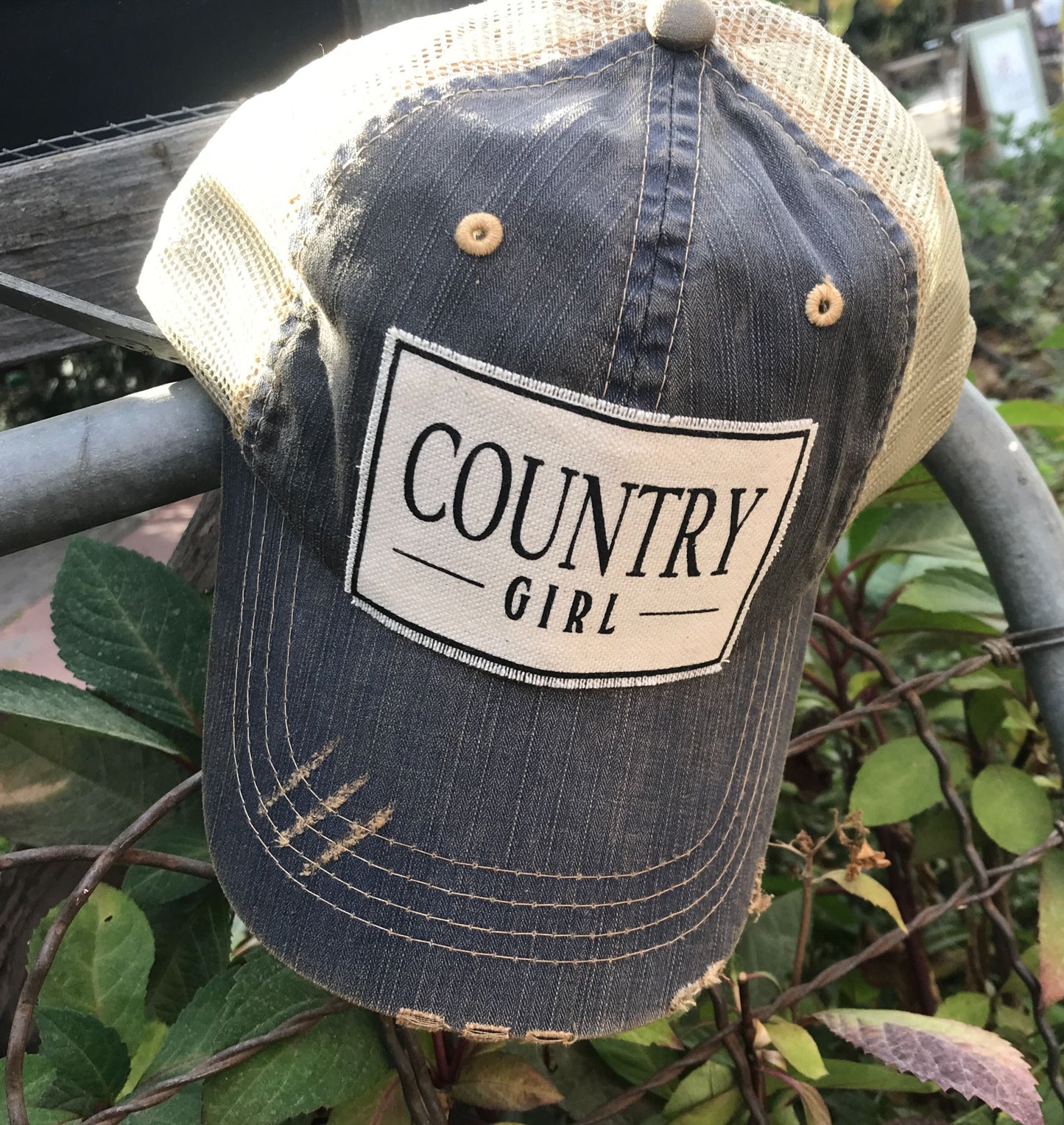 "Country Girl" Distressed Trucker Cap