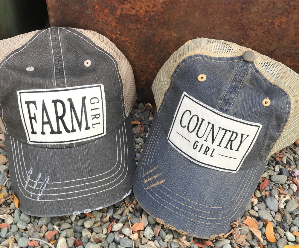 "Country Girl" Distressed Trucker Cap