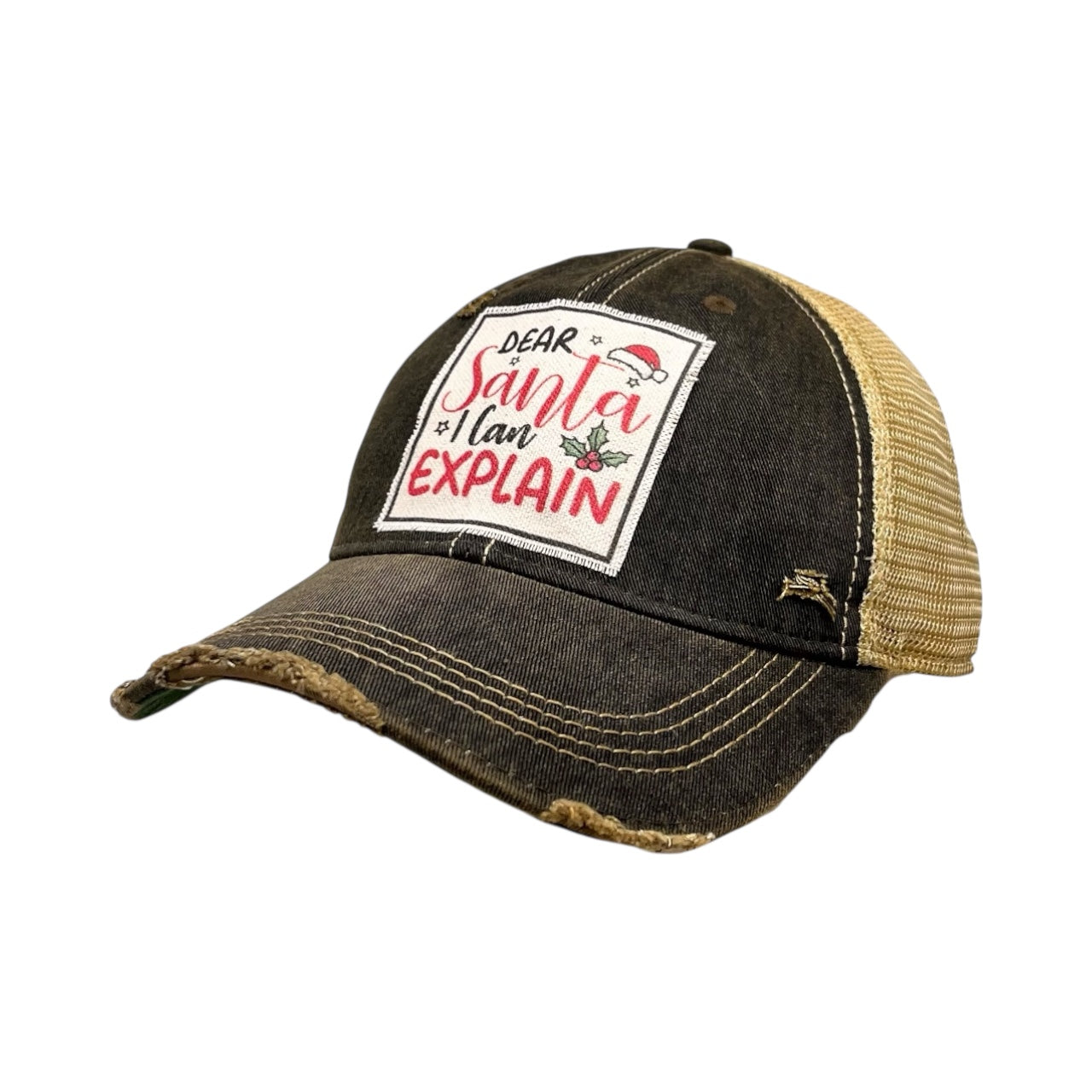 "Dear Santa I Can Explain" Distressed Trucker Cap