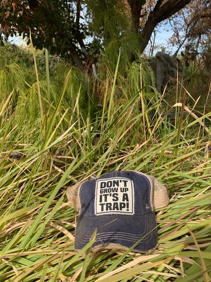 "Don't Grow Up It's A Trap" Distressed Trucker Cap