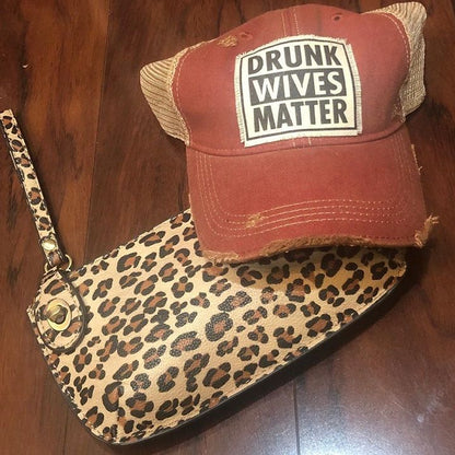 "Drunk Wives Matter" Distressed Trucker Cap