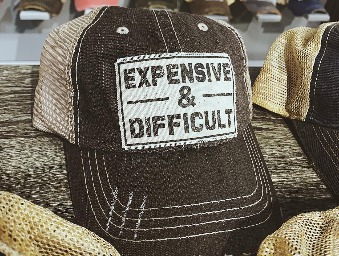 "Expensive & Difficult"  Distressed Trucker Cap