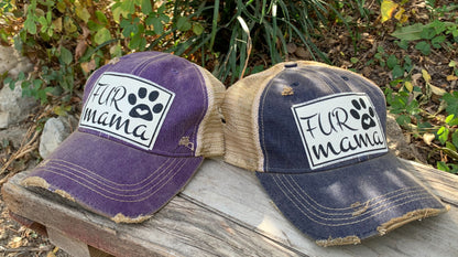 "Fur Mama" Distressed Trucker Cap