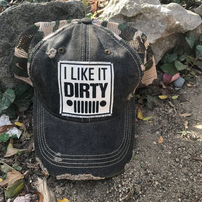 "I Like It Dirty" Distressed Trucker Cap