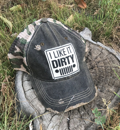 "I Like It Dirty" Distressed Trucker Cap