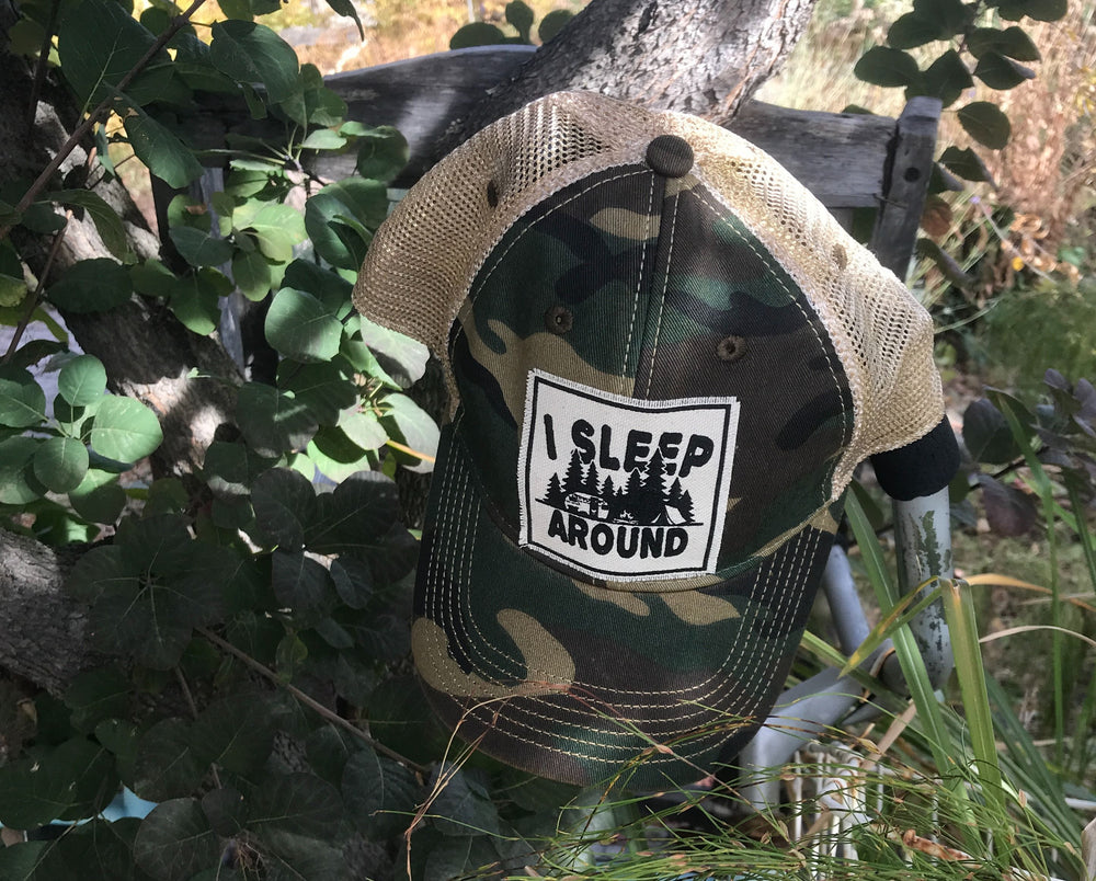 "I Sleep Around" Distressed Trucker Cap