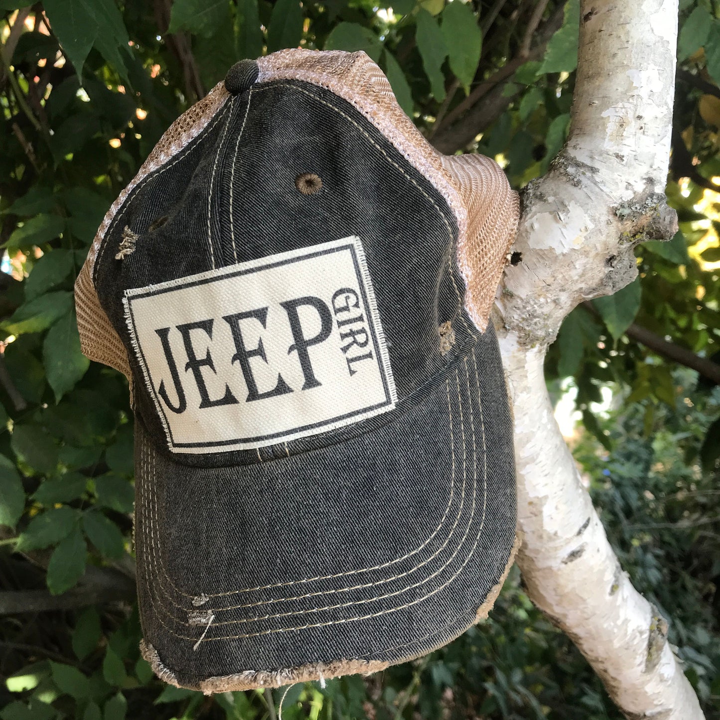 "Jeep Girl" Distressed Trucker Cap