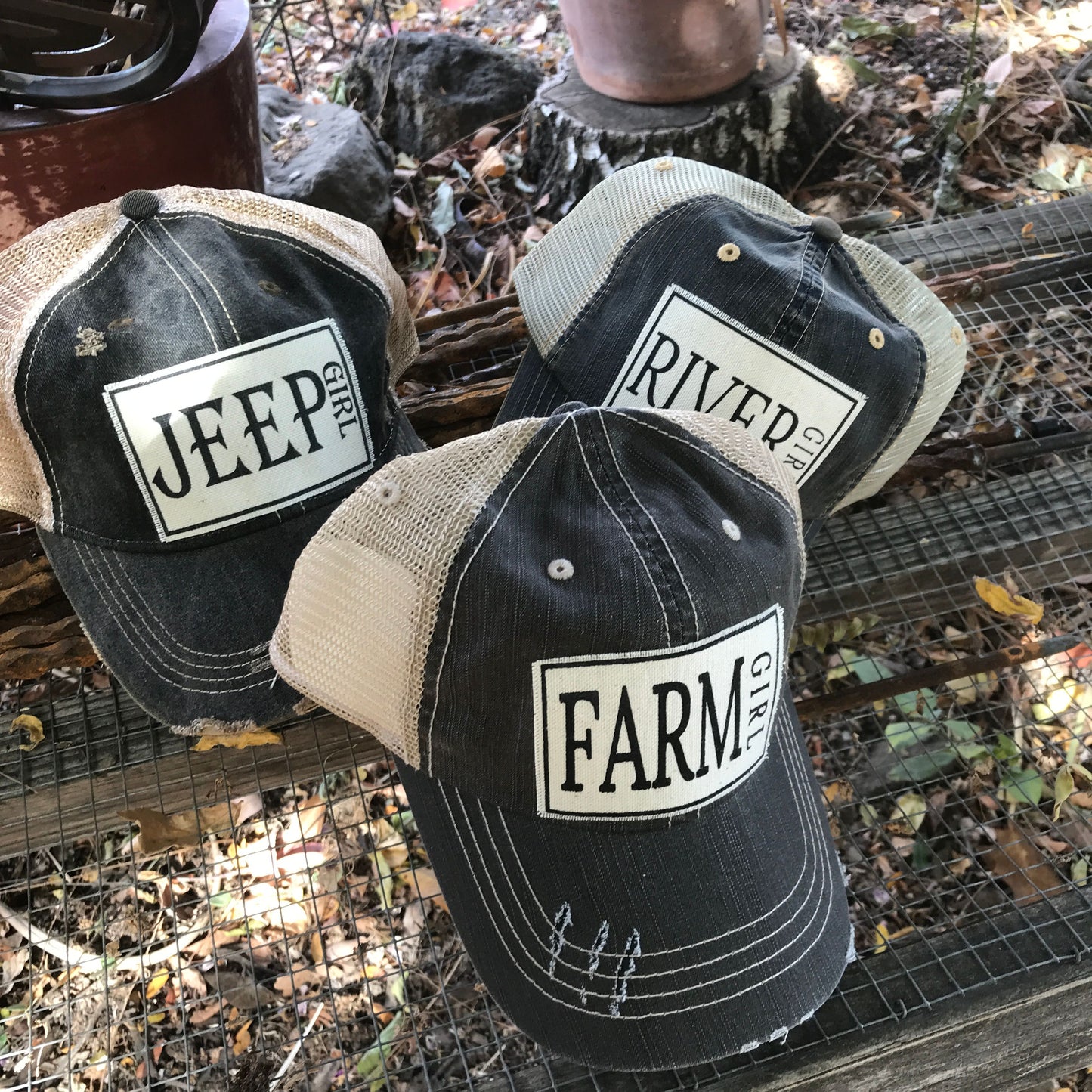 "Jeep Girl" Distressed Trucker Cap