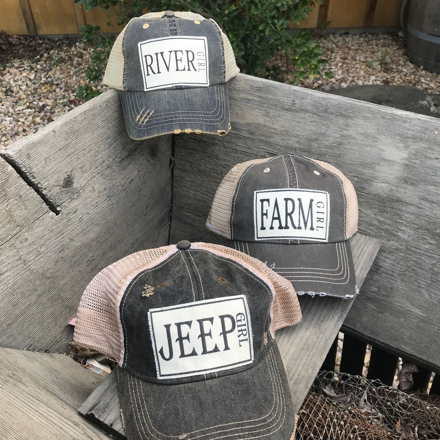 "Jeep Girl" Distressed Trucker Cap