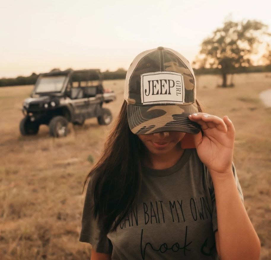 "Jeep Girl" Distressed Trucker Cap