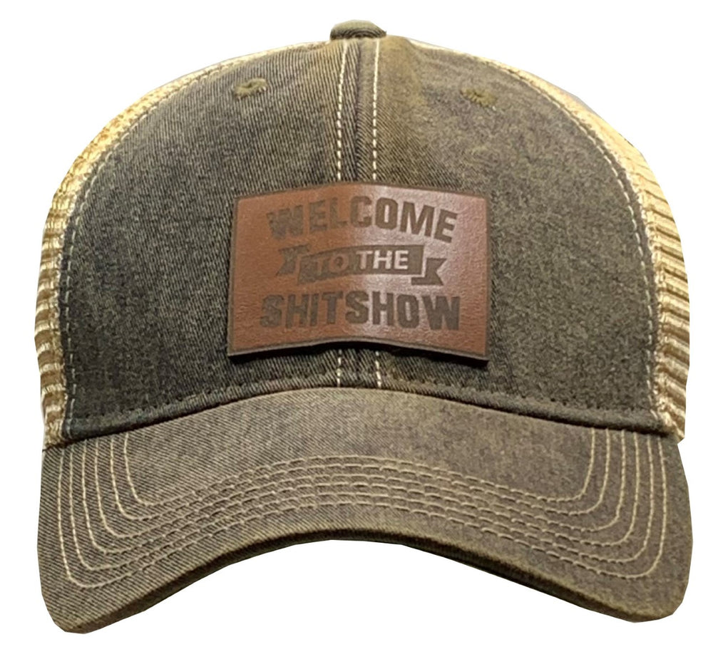 "Welcome To The Shit Show" Black Trucker Cap Leather Patch