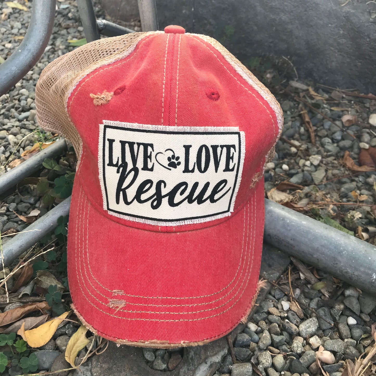"Live Love Rescue" Distressed Trucker Cap