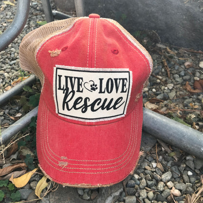 "Live Love Rescue" Distressed Trucker Cap