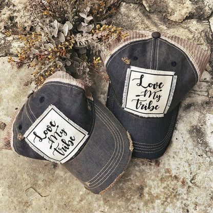 "Love My Tribe" Distressed Trucker Cap
