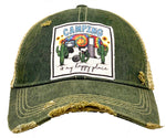 "Camping Is My Happy Place" Distressed Trucker Cap