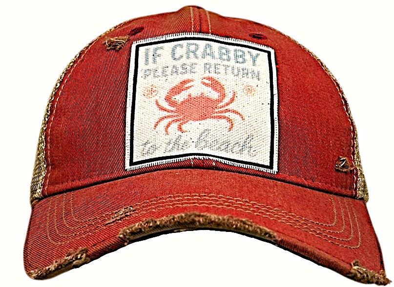 "If Crabby Please Return to the Beach" Distressed Trucker Cap