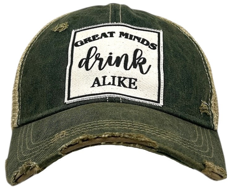 "Great Minds Drink Alike" Distressed Trucker Cap