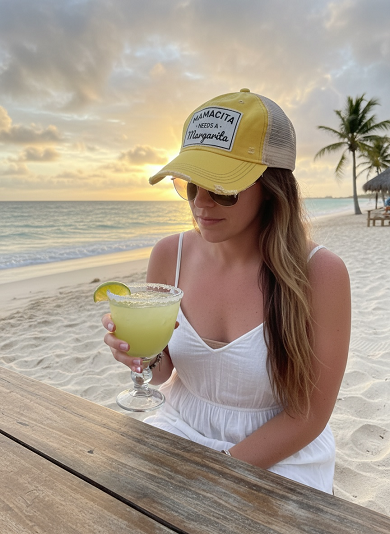 "Mamacita Needs A Margarita" Distressed Trucker Cap