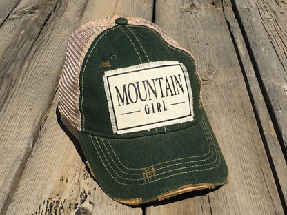 "Mountain Girl" Distressed Trucker Cap