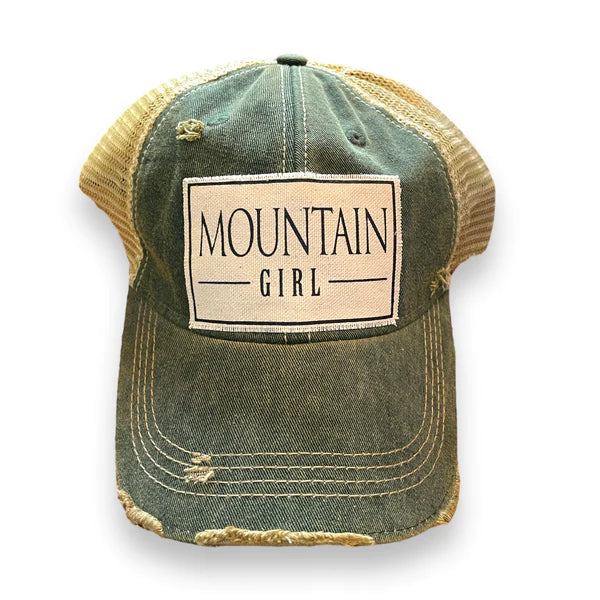 "Mountain Girl" Distressed Trucker Cap