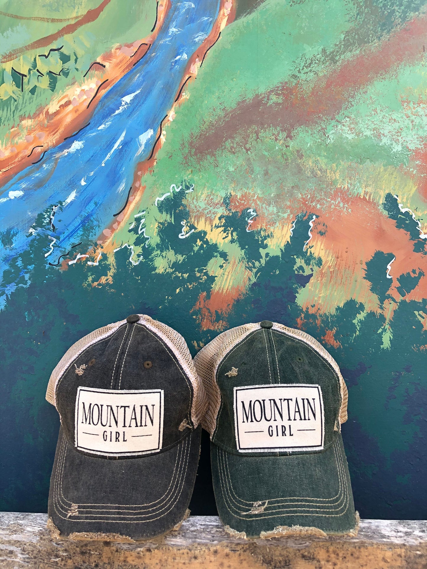 "Mountain Girl" Distressed Trucker Cap