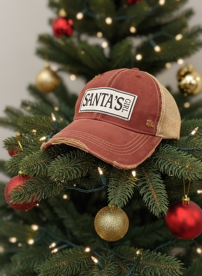 "Santa's Girl" Distressed Trucker Cap