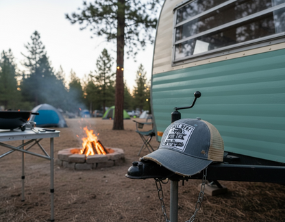 "Just Here for the Hookups" Distressed Trucker Cap