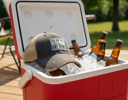 "Old and Tired but Down to Day Drink" Distressed Trucker Cap