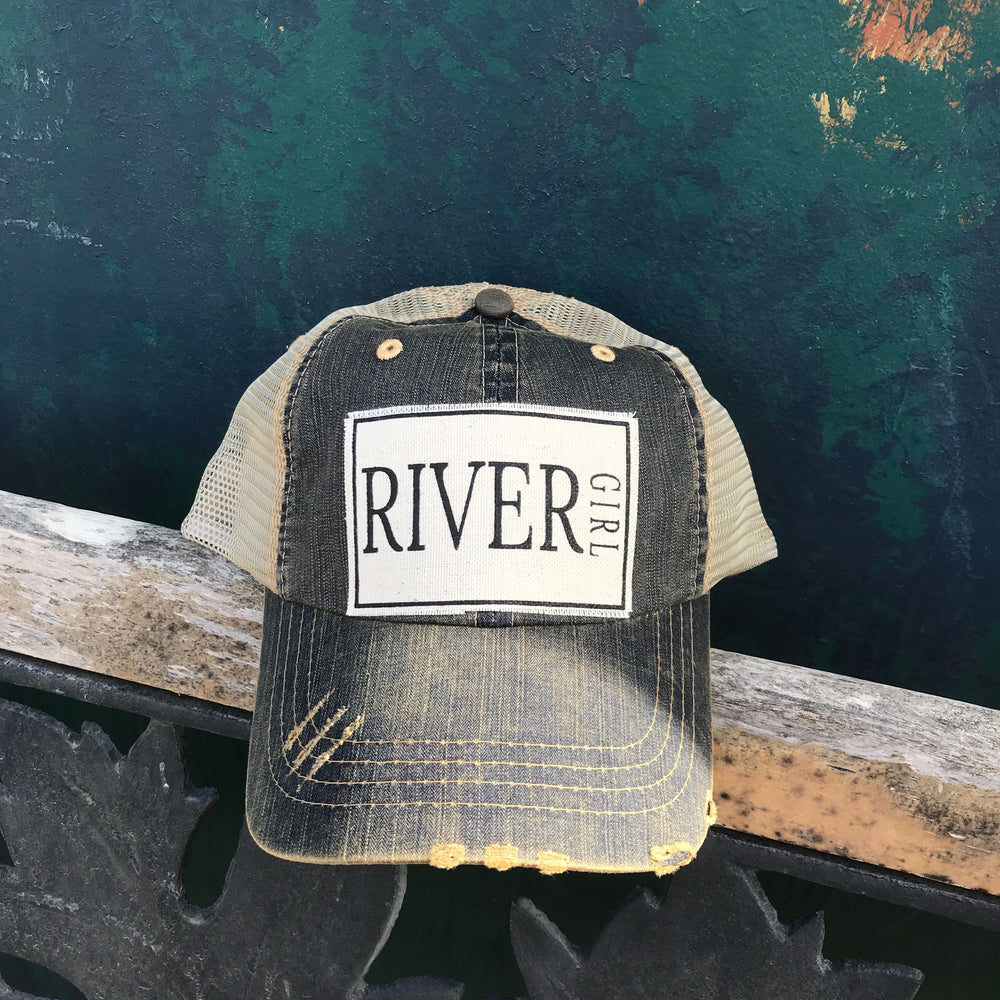 "River Girl" Distressed Trucker Cap