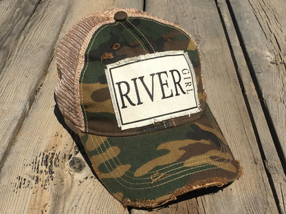 "River Girl" Distressed Trucker Cap