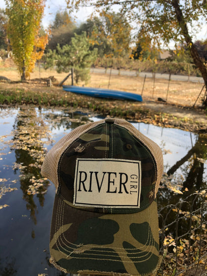 "River Girl" Distressed Trucker Cap