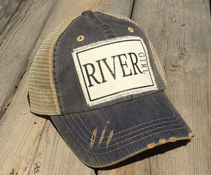 "River Girl" Distressed Trucker Cap