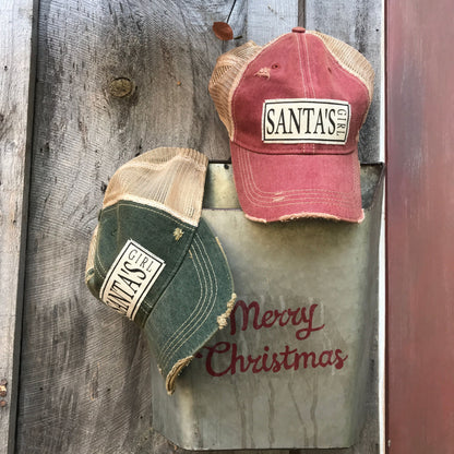 "Santa's Girl" Distressed Trucker Cap