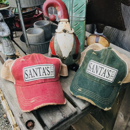 "Santa's Girl" Distressed Trucker Cap