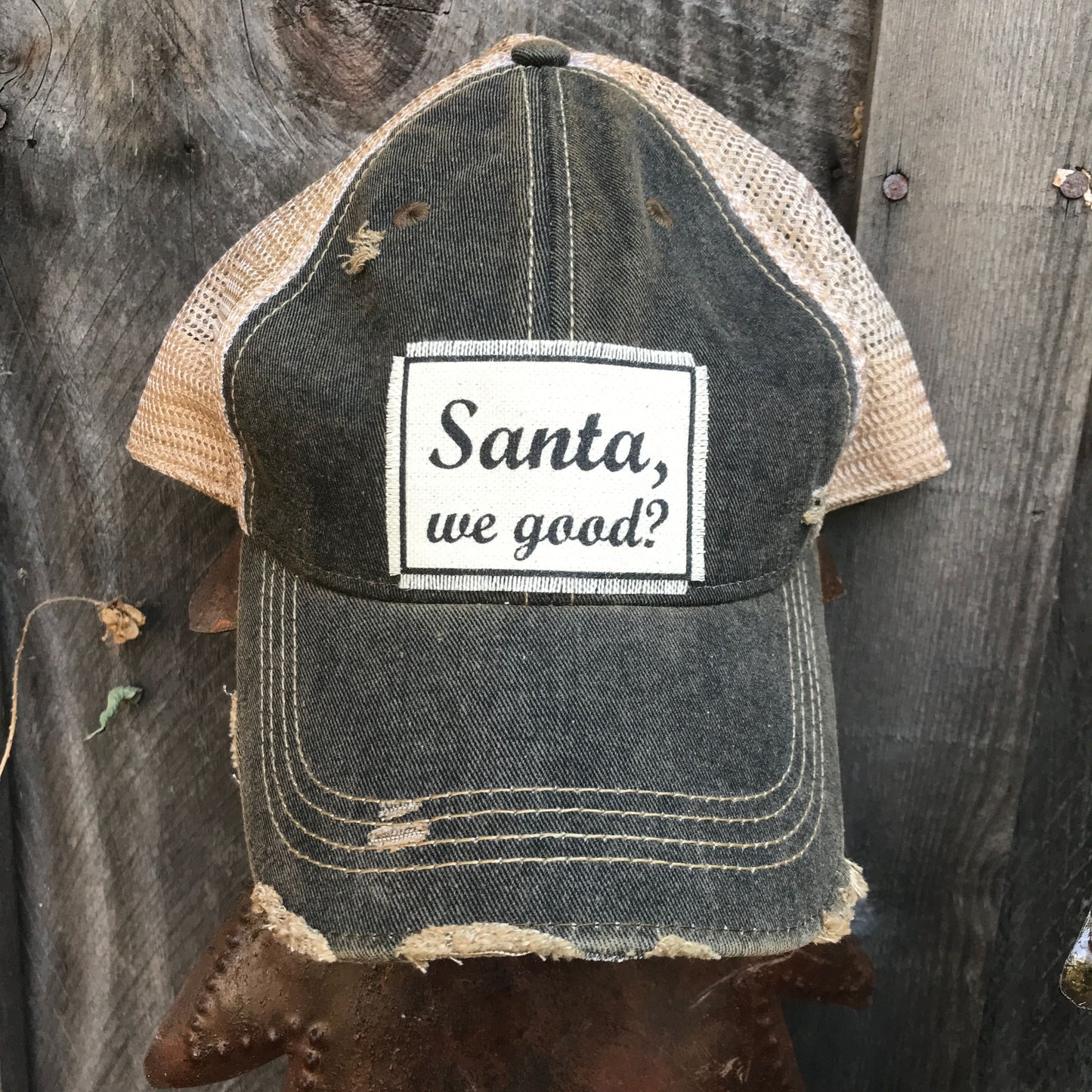 "Santa, We Good?" Distressed Trucker Cap