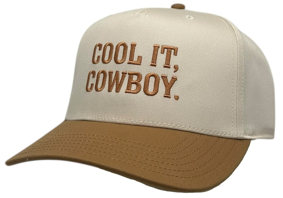 "Cool it Cowboy" Light brown Two Tone Five Panel Cap
